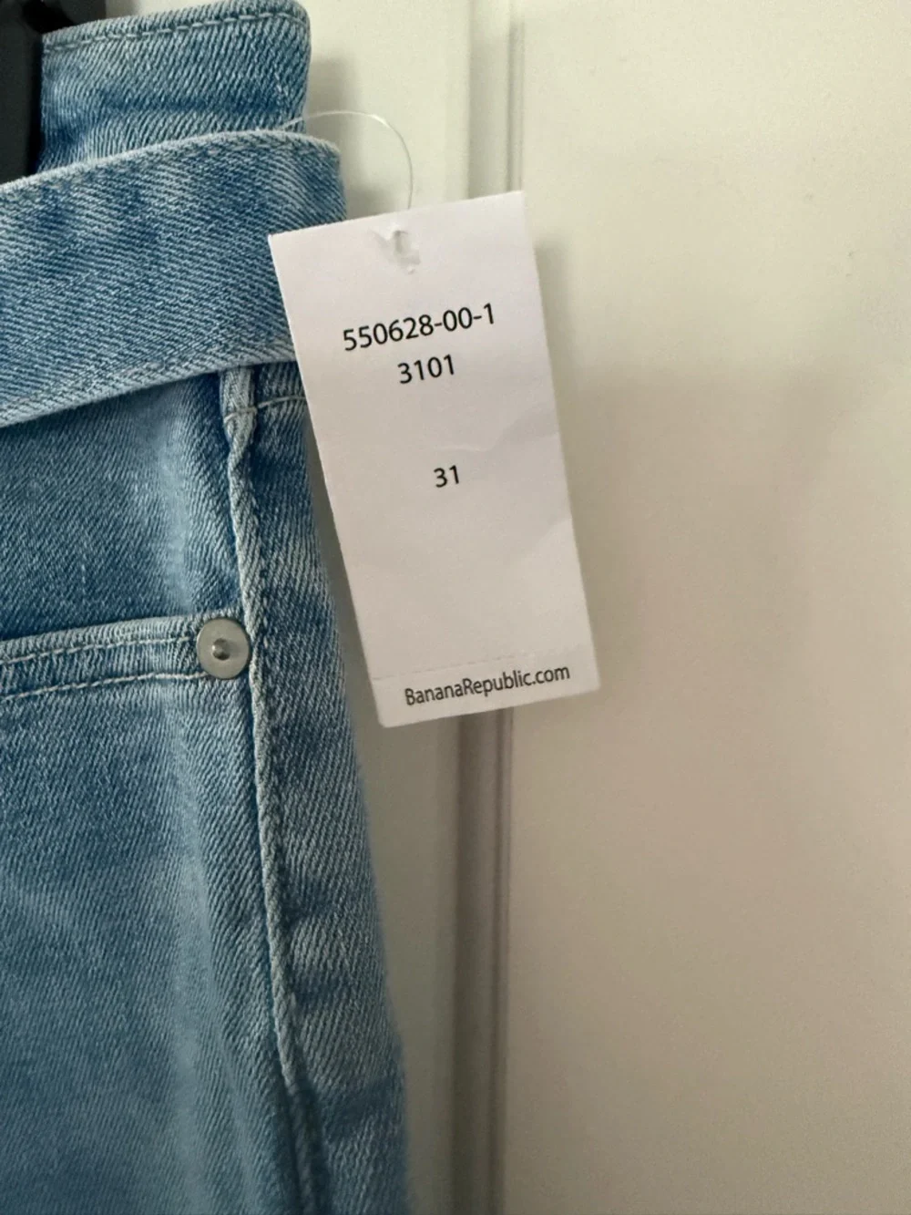 Banana Republic Light Blue Wide-Leg Jeans with removable tie belt size 31 NWT - Picture 6 of 10